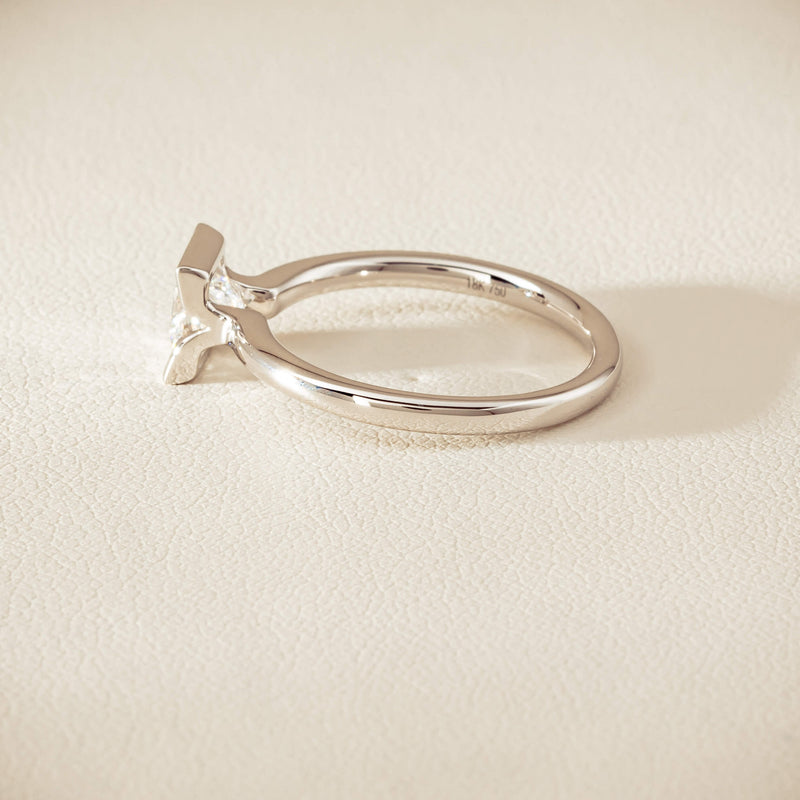 18ct White Gold .85ct Princess-Cut Diamond Elle Ring - Ring - Walker & Hall