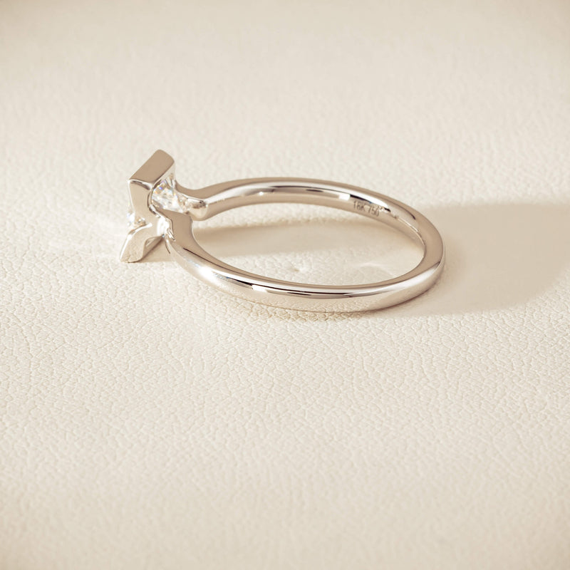 18ct White Gold .85ct Princess-Cut Diamond Elle Ring - Ring - Walker & Hall