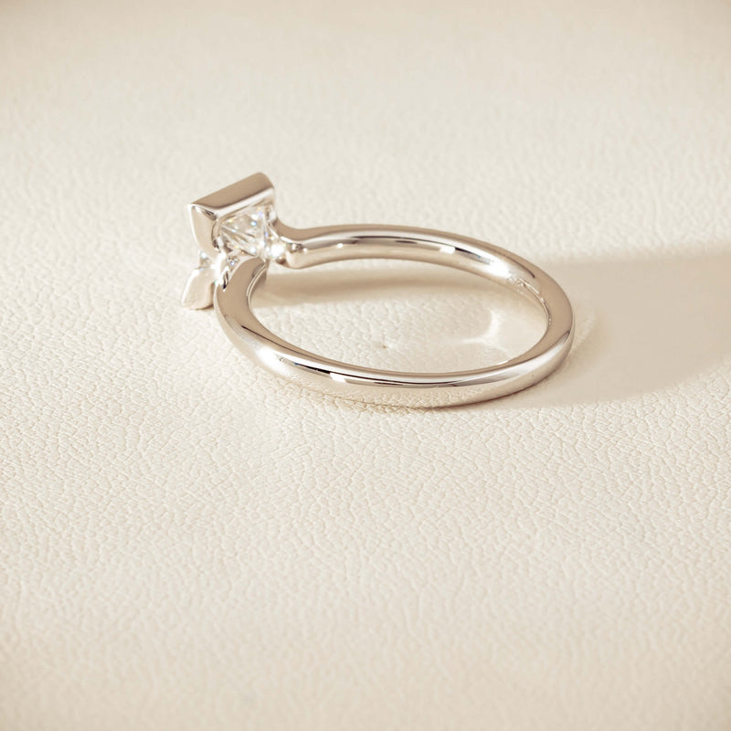 18ct White Gold .85ct Princess-Cut Diamond Elle Ring - Ring - Walker & Hall