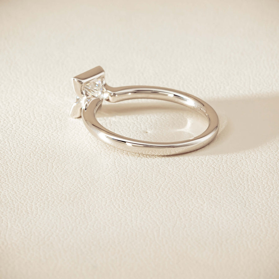 18ct White Gold .85ct Princess-Cut Diamond Elle Ring - Ring - Walker & Hall