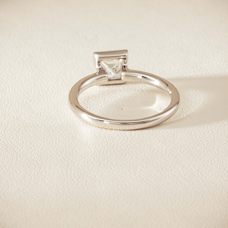 18ct White Gold .85ct Princess-Cut Diamond Elle Ring - Ring - Walker & Hall