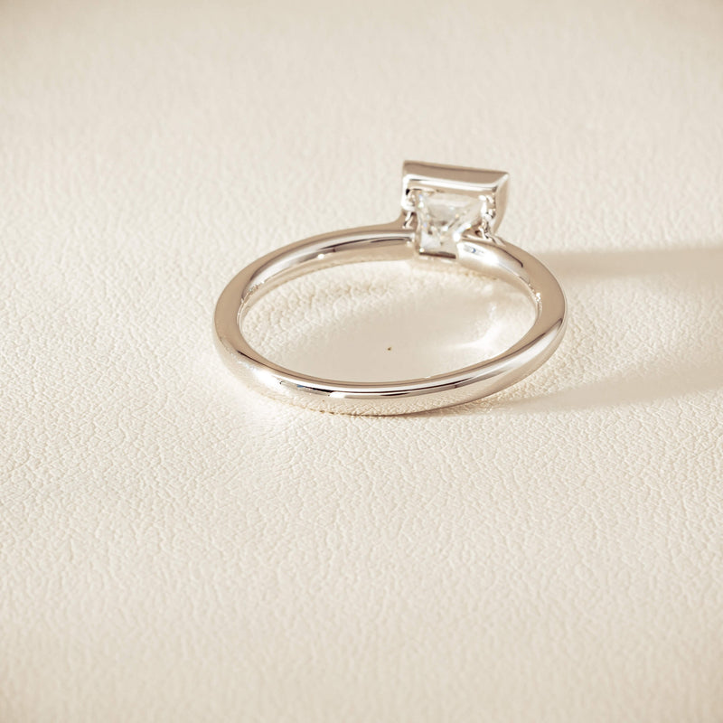 18ct White Gold .85ct Princess-Cut Diamond Elle Ring - Ring - Walker & Hall