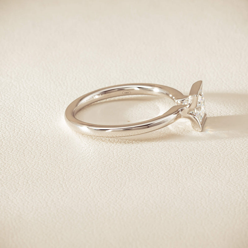 18ct White Gold .85ct Princess-Cut Diamond Elle Ring - Ring - Walker & Hall