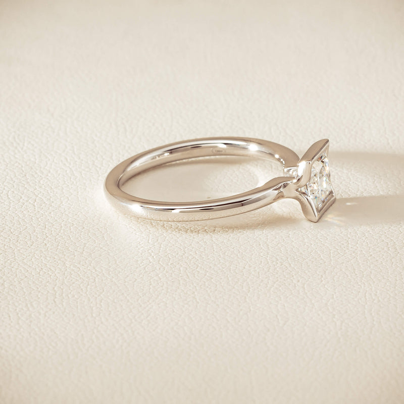 18ct White Gold .85ct Princess-Cut Diamond Elle Ring - Ring - Walker & Hall