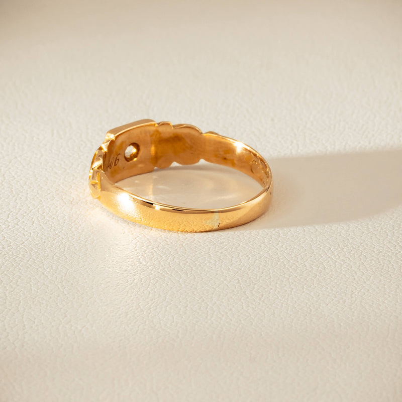 Vintage 18ct Yellow Gold Old-Cut Diamond Signet Ring - Ring - Walker & Hall