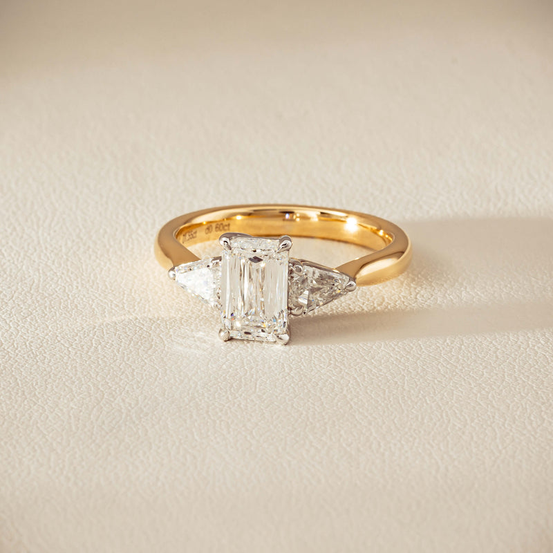 18ct Yellow & White Gold 1.55ct Emerald-Cut Diamond Ring - Ring - Walker & Hall