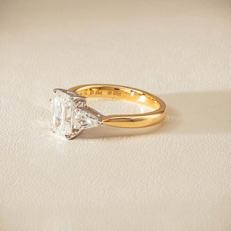 18ct Yellow & White Gold 1.55ct Emerald-Cut Diamond Ring - Ring - Walker & Hall