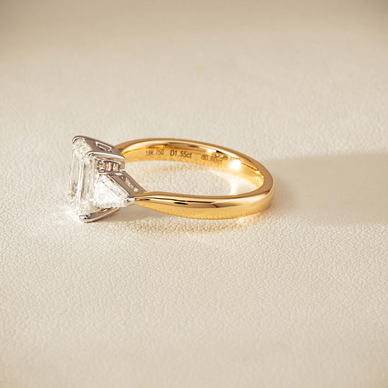 18ct Yellow & White Gold 1.55ct Emerald-Cut Diamond Ring - Ring - Walker & Hall