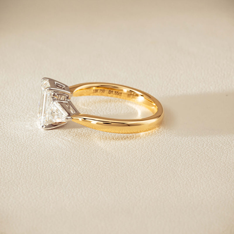 18ct Yellow & White Gold 1.55ct Emerald-Cut Diamond Ring - Ring - Walker & Hall