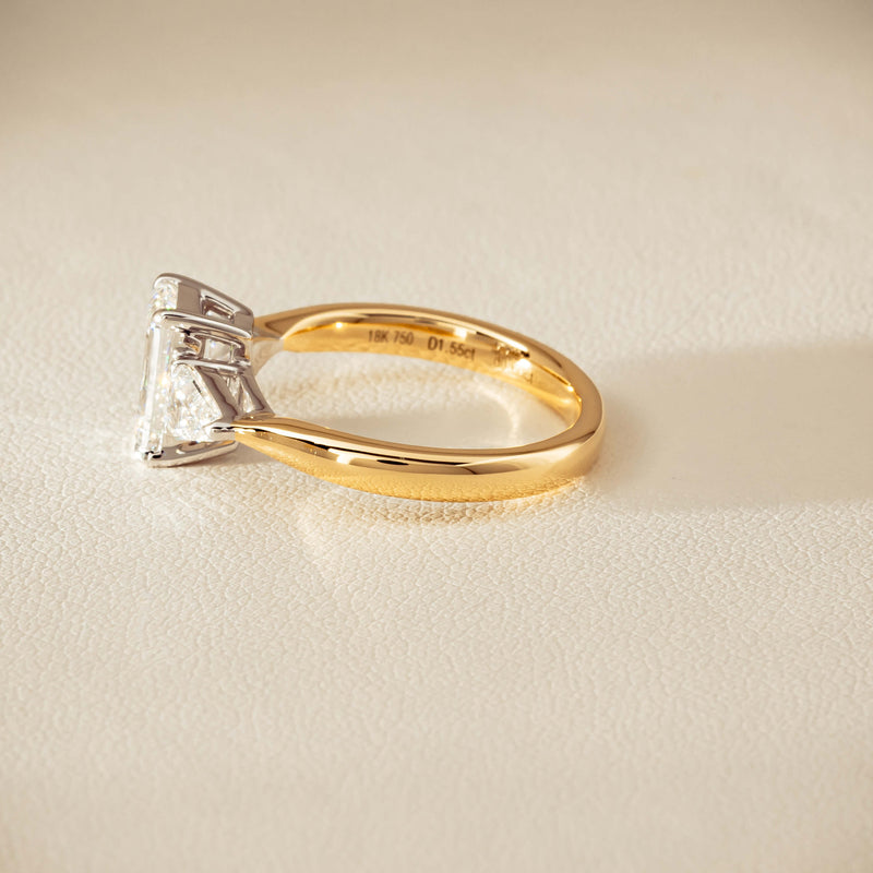 18ct Yellow & White Gold 1.55ct Emerald-Cut Diamond Ring - Ring - Walker & Hall