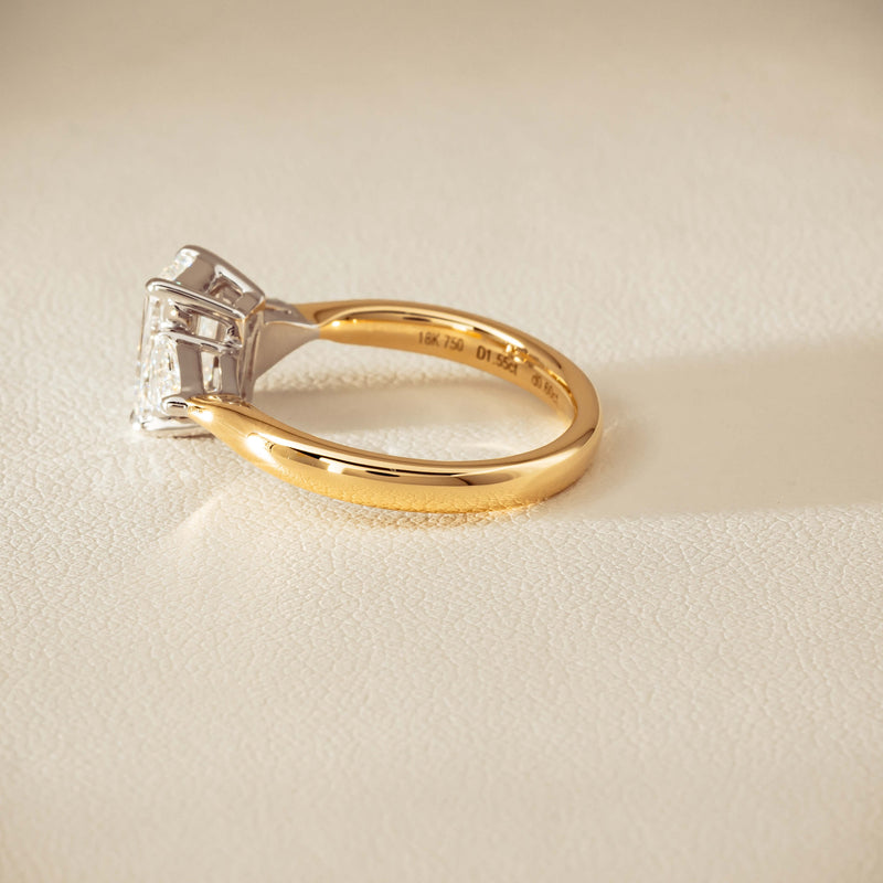 18ct Yellow & White Gold 1.55ct Emerald-Cut Diamond Ring - Ring - Walker & Hall