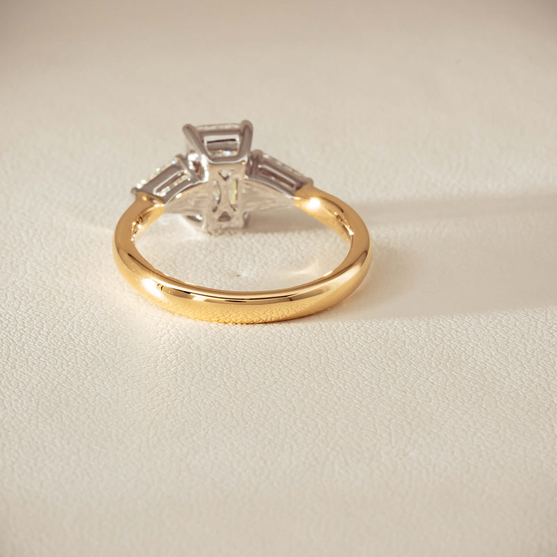 18ct Yellow & White Gold 1.55ct Emerald-Cut Diamond Ring - Ring - Walker & Hall