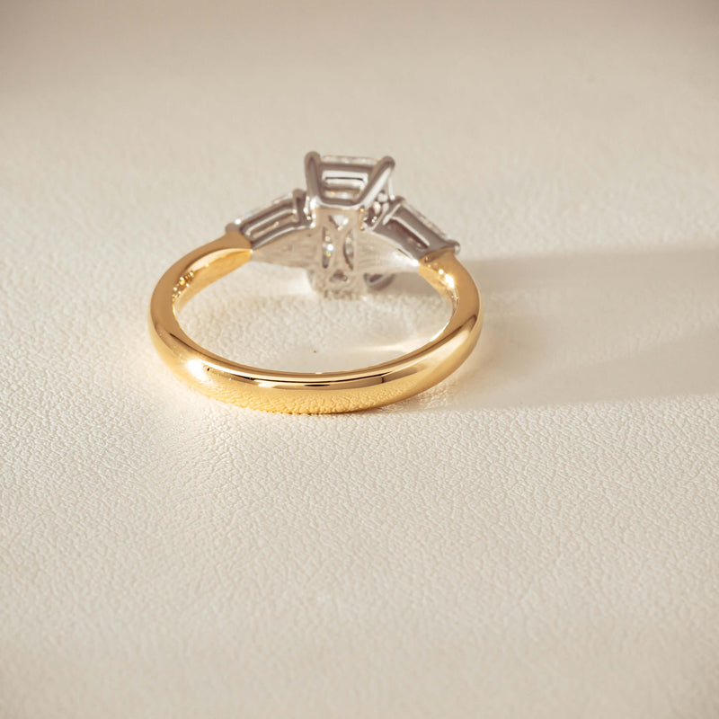 18ct Yellow & White Gold 1.55ct Emerald-Cut Diamond Ring - Ring - Walker & Hall