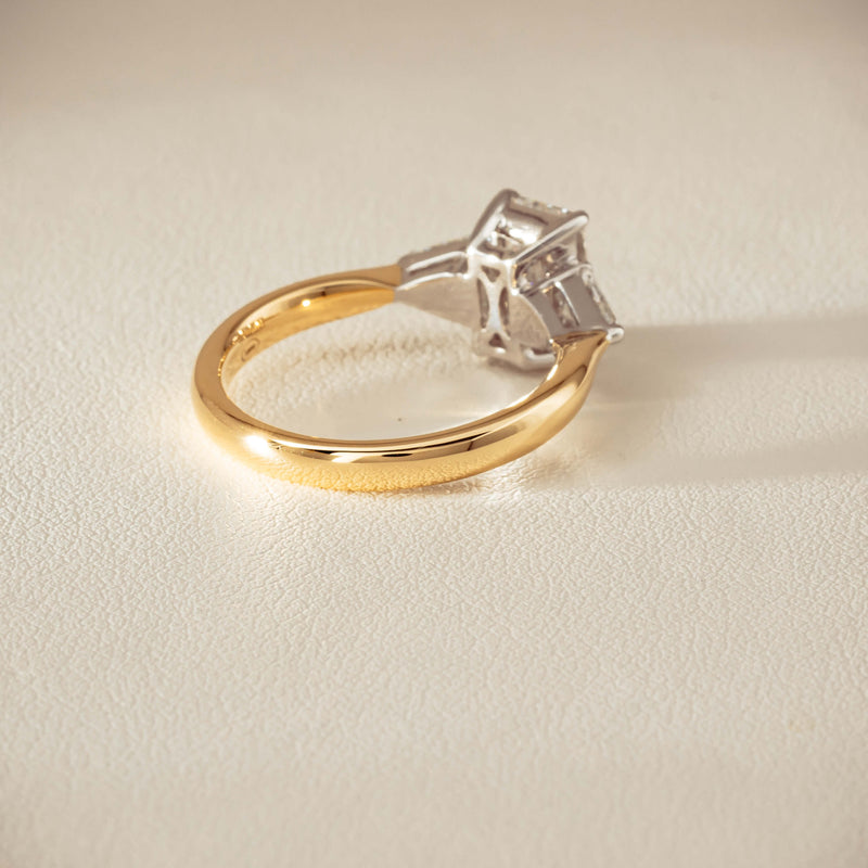 18ct Yellow & White Gold 1.55ct Emerald-Cut Diamond Ring - Ring - Walker & Hall