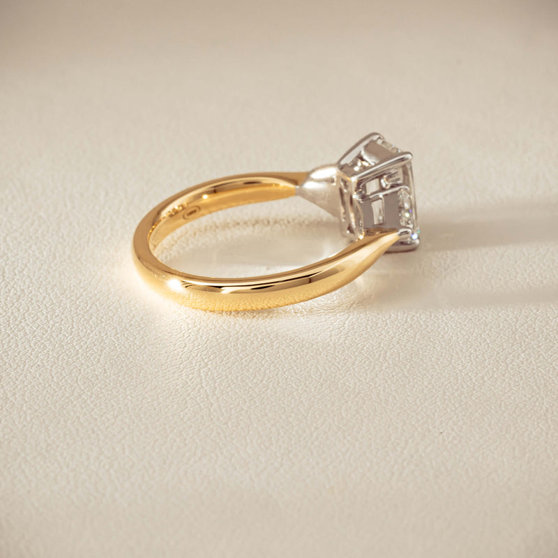 18ct Yellow & White Gold 1.55ct Emerald-Cut Diamond Ring - Ring - Walker & Hall