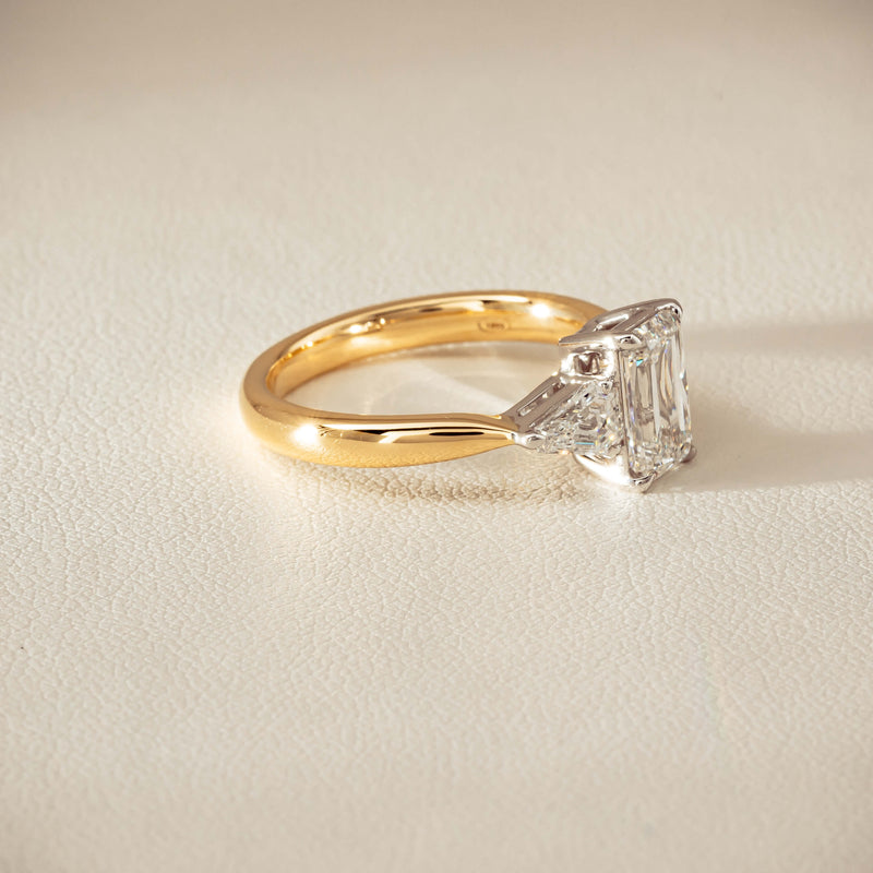 18ct Yellow & White Gold 1.55ct Emerald-Cut Diamond Ring - Ring - Walker & Hall