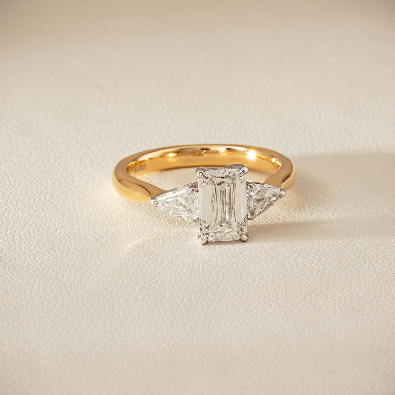 18ct Yellow & White Gold 1.55ct Emerald-Cut Diamond Ring - Ring - Walker & Hall