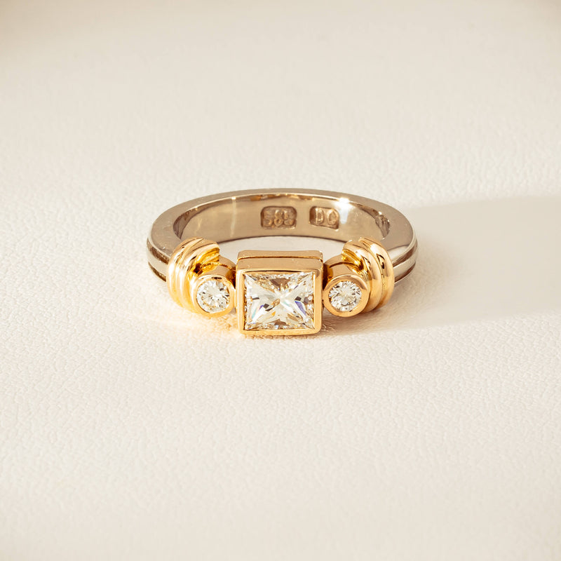 Deja Vu 14ct Bi-Tone Gold .77ct Diamond Three-Stone Ring - Ring - Walker & Hall