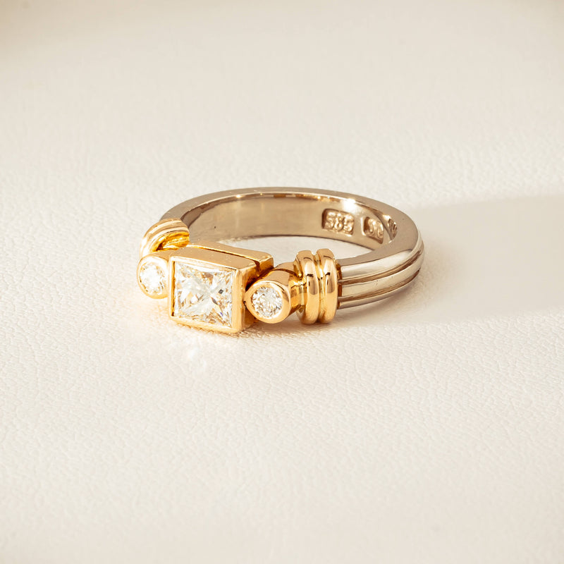 Deja Vu 14ct Bi-Tone Gold .77ct Diamond Three-Stone Ring - Ring - Walker & Hall