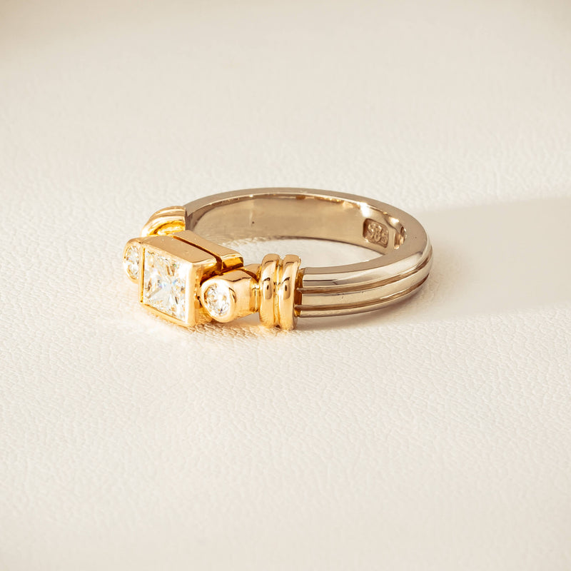 Deja Vu 14ct Bi-Tone Gold .77ct Diamond Three-Stone Ring - Ring - Walker & Hall