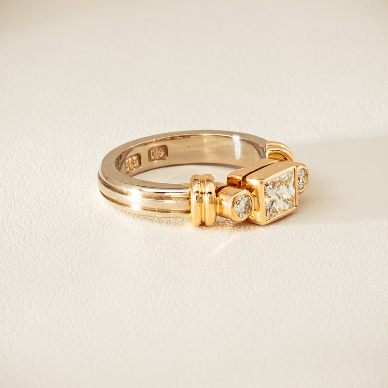 Deja Vu 14ct Bi-Tone Gold .77ct Diamond Three-Stone Ring - Ring - Walker & Hall