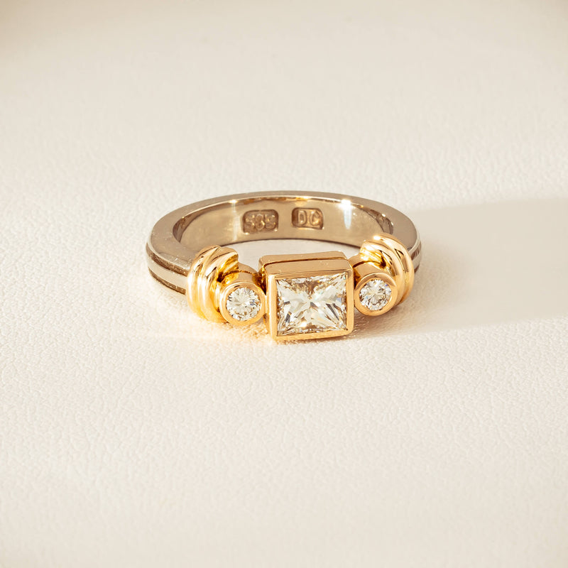 Deja Vu 14ct Bi-Tone Gold .77ct Diamond Three-Stone Ring - Ring - Walker & Hall