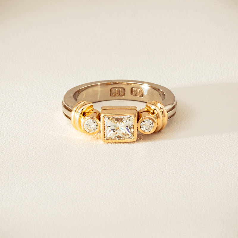 Deja Vu 14ct Bi-Tone Gold .77ct Diamond Three-Stone Ring - Ring - Walker & Hall