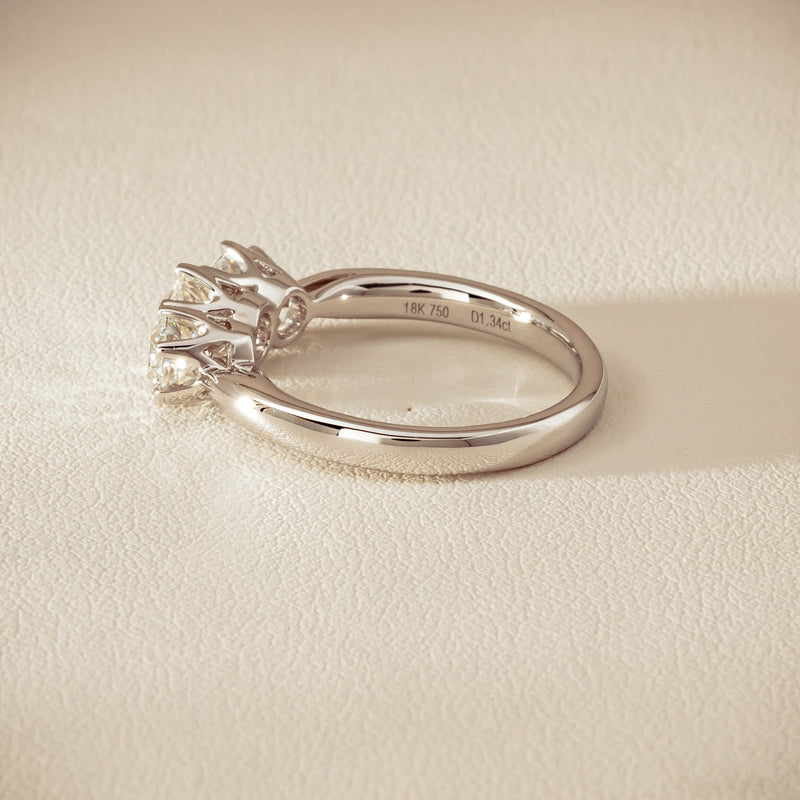 18ct White Gold 1.34ct Reclaimed Diamond Trilogy Ring - Ring - Walker & Hall