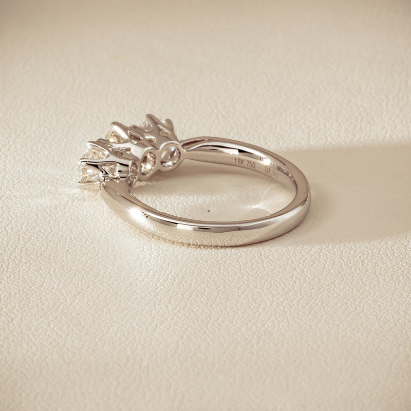 18ct White Gold 1.34ct Reclaimed Diamond Trilogy Ring - Ring - Walker & Hall