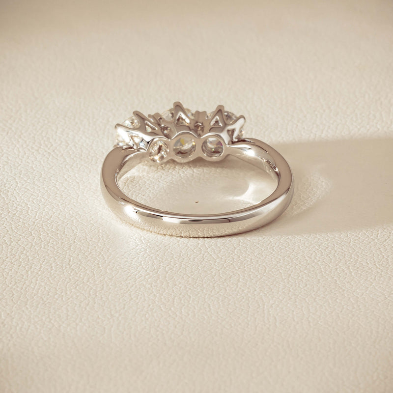 18ct White Gold 1.34ct Reclaimed Diamond Trilogy Ring - Ring - Walker & Hall