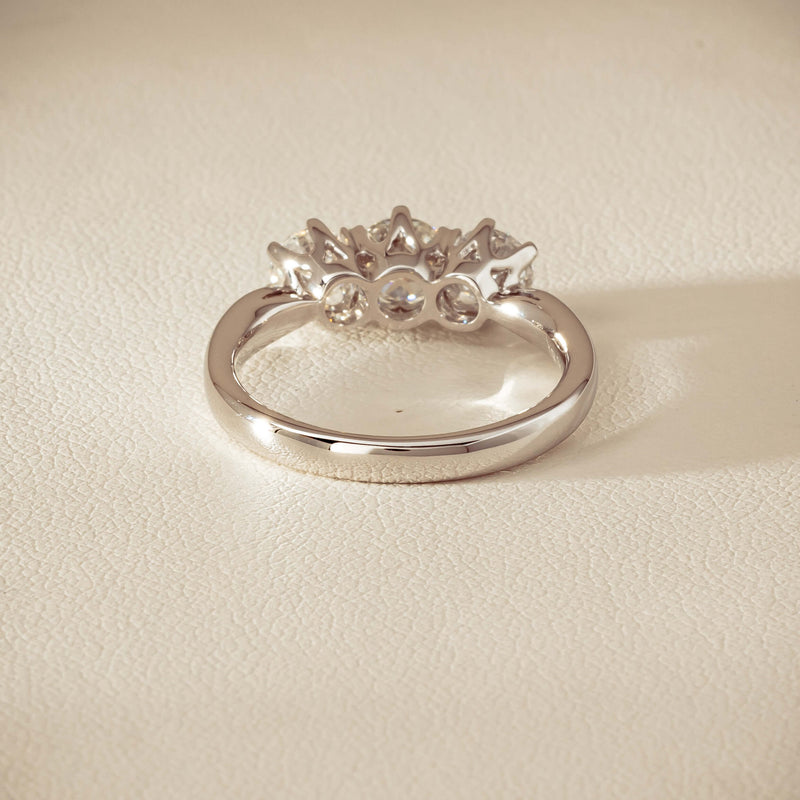 18ct White Gold 1.34ct Reclaimed Diamond Trilogy Ring - Ring - Walker & Hall