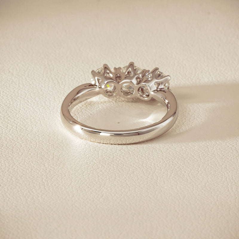 18ct White Gold 1.34ct Reclaimed Diamond Trilogy Ring - Ring - Walker & Hall