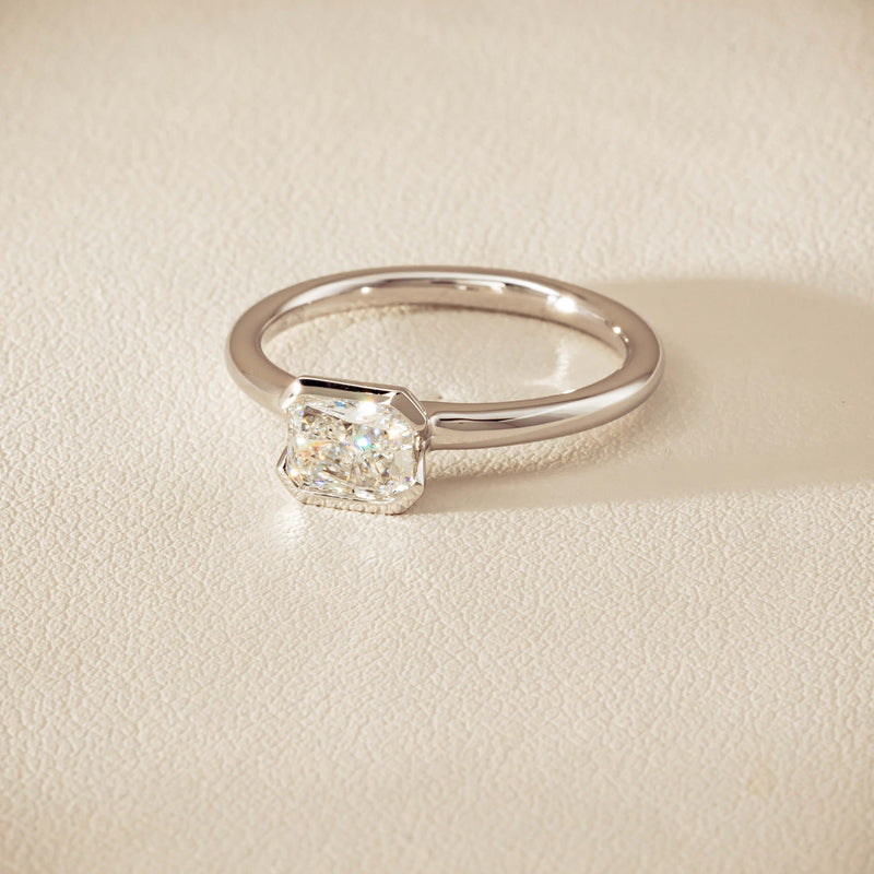 18ct White Gold .77ct Radiant-Cut Diamond Elle Ring - Ring - Walker & Hall
