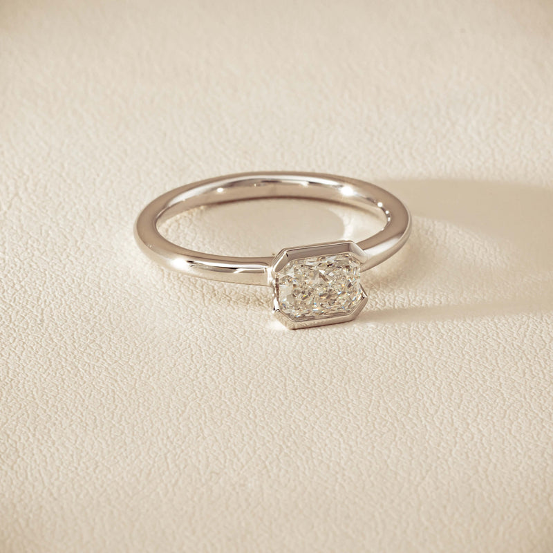 18ct White Gold .77ct Radiant-Cut Diamond Elle Ring - Ring - Walker & Hall