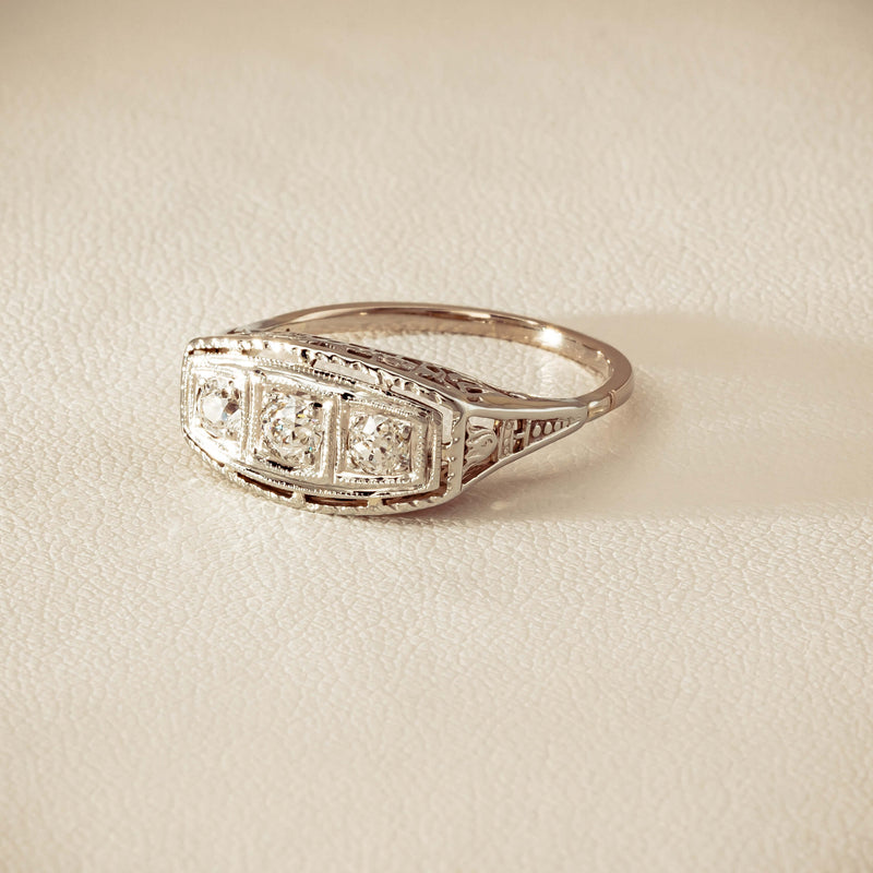 Deja Vu 18ct White Gold .35ct Old-Cut Diamond Ring