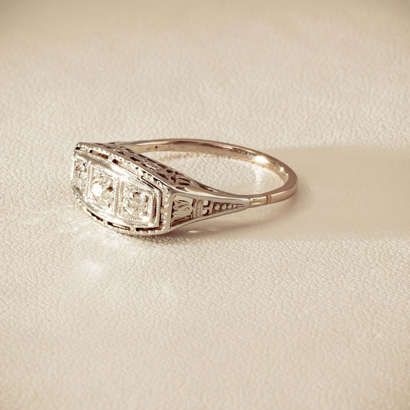 Deja Vu 18ct White Gold .35ct Old-Cut Diamond Ring