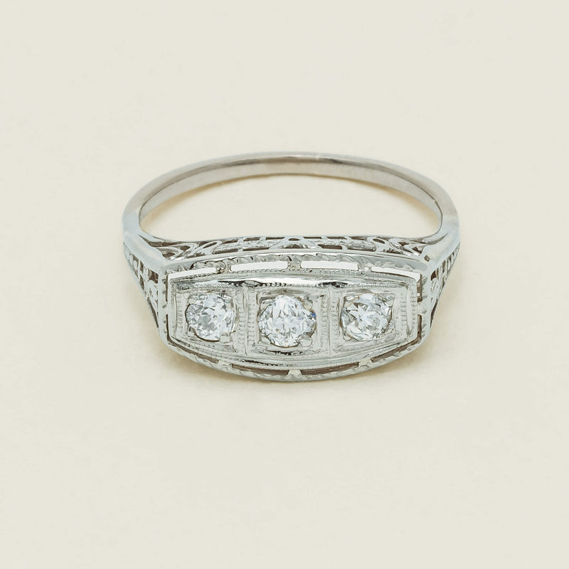 Deja Vu 18ct White Gold .35ct Old-Cut Diamond Ring