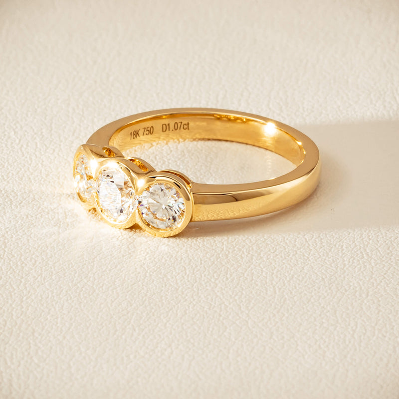 18ct Yellow Gold 1.07ct Diamond Three-Stone Natalia Ring