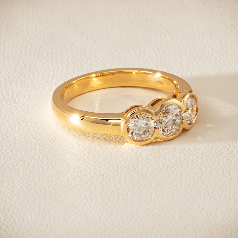 18ct Yellow Gold 1.07ct Diamond Three-Stone Natalia Ring