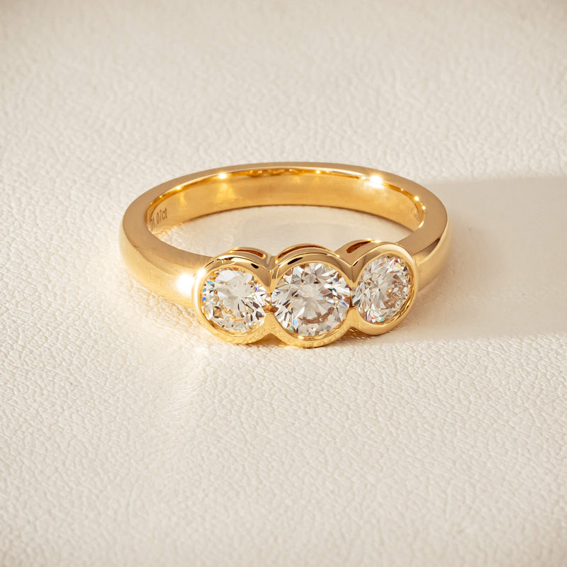 18ct Yellow Gold 1.07ct Diamond Three-Stone Natalia Ring