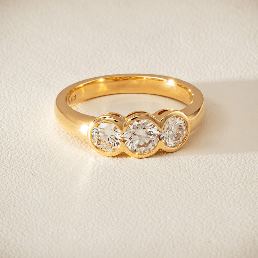 18ct Yellow Gold 1.07ct Diamond Three-Stone Natalia Ring