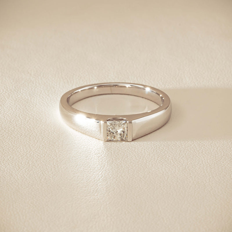 Platinum .59ct Reclaimed Princess-Cut Diamond Mens Ring