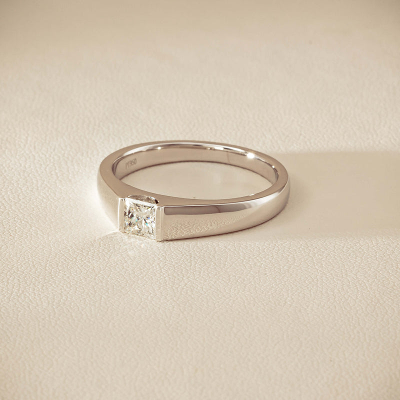 Platinum .59ct Reclaimed Princess-Cut Diamond Mens Ring