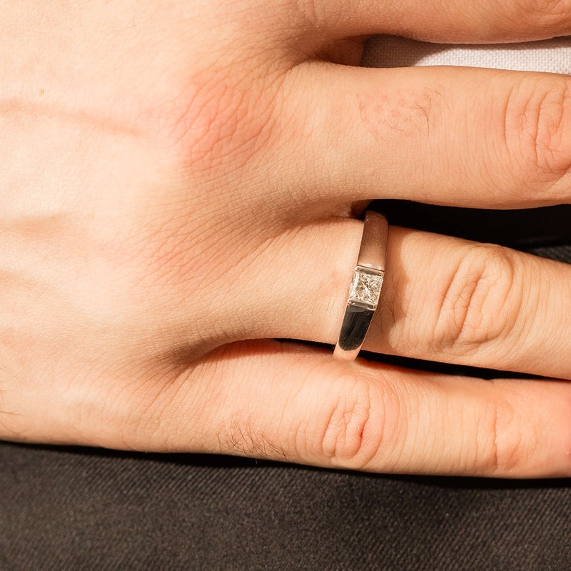 Platinum .59ct Reclaimed Princess-Cut Diamond Mens Ring