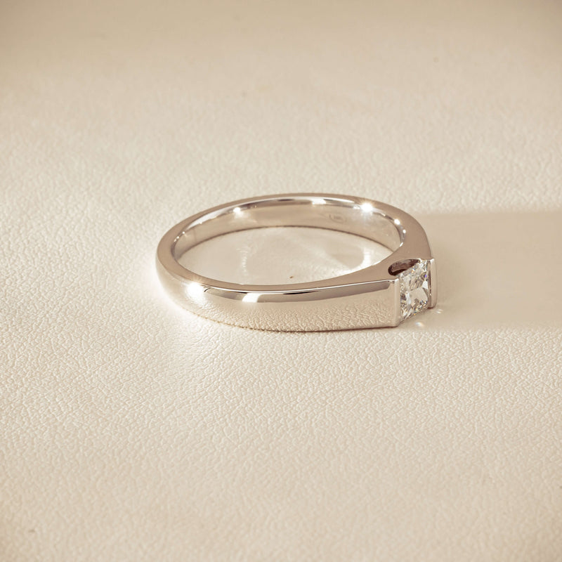 Platinum .59ct Reclaimed Princess-Cut Diamond Mens Ring