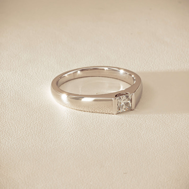 Platinum .59ct Reclaimed Princess-Cut Diamond Mens Ring