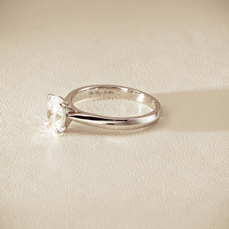 18ct White Gold 1.00ct Oval Diamond Venetian Ring - Ring - Walker & Hall