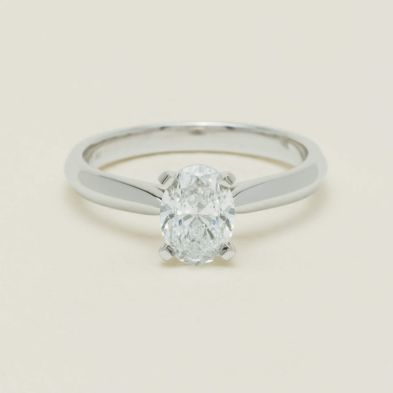 18ct White Gold 1.00ct Oval Diamond Venetian Ring - Ring - Walker & Hall