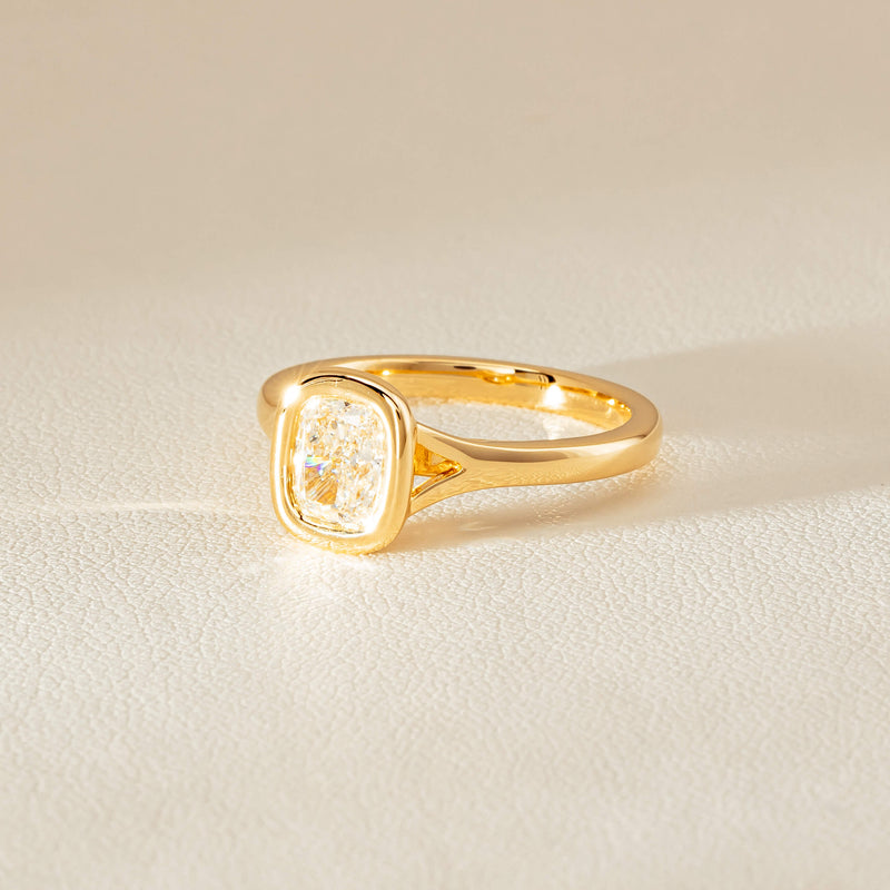 18ct Yellow Gold 1.00ct Cushion Cut Diamond Natalia Ring - Ring - Walker & Hall