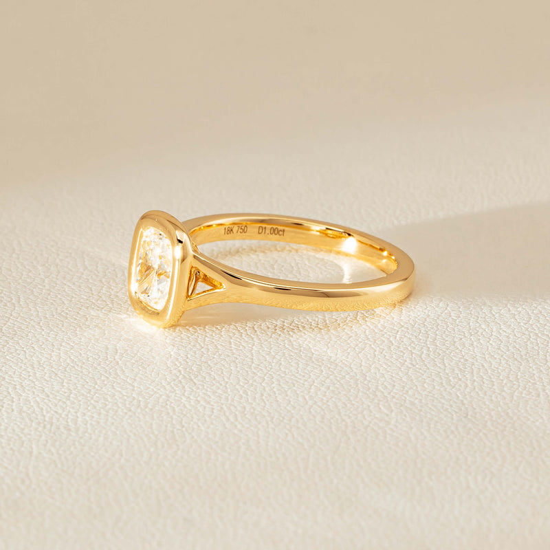 18ct Yellow Gold 1.00ct Cushion Cut Diamond Natalia Ring - Ring - Walker & Hall
